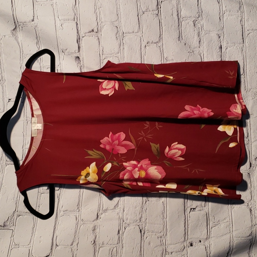 Nine Britton Floral Tank maroon pink yellow Women Sz M